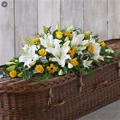 Yellow &amp; White Casket Spray