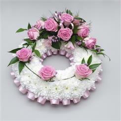 Aqua Pink Rose Wreath